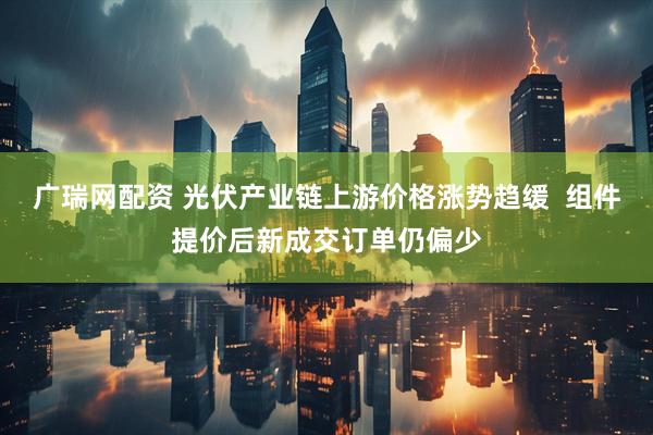 广瑞网配资 光伏产业链上游价格涨势趋缓  组件提价后新成交订单仍偏少